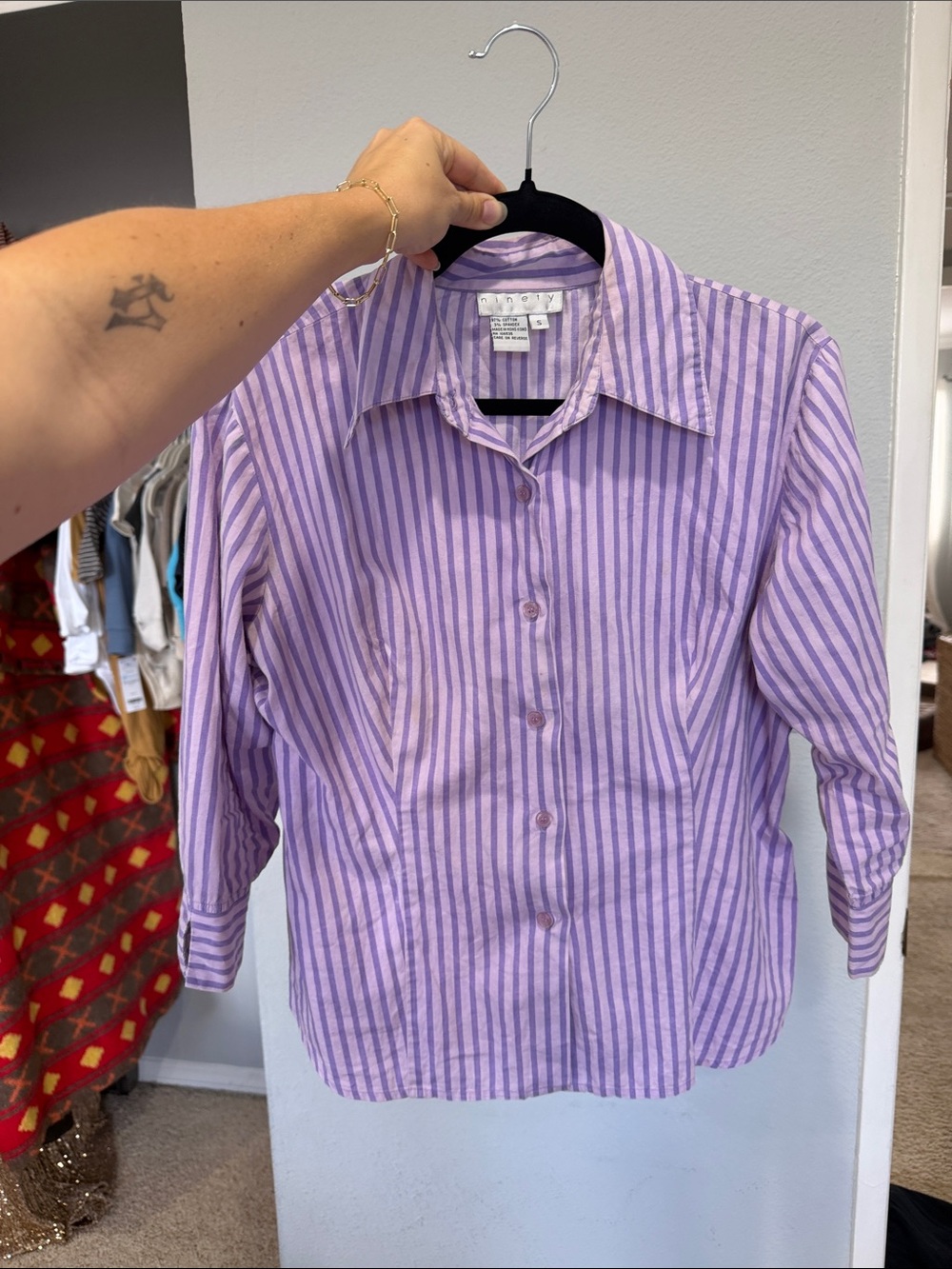 Vintage Ninety Lavender Striped Button-Up Shirt